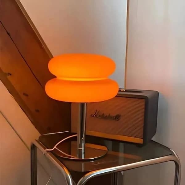 LED Table Lamp, Retro Glass Atmosphere Lamp, Cute Desk Lamp, USB Night Light (Orange)