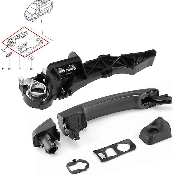 Venstre side udvendig dørhåndtag skydedørhåndtag med holder til Renault Master MK3 Vauxhall Movano erstatning 806075481R 806067794R