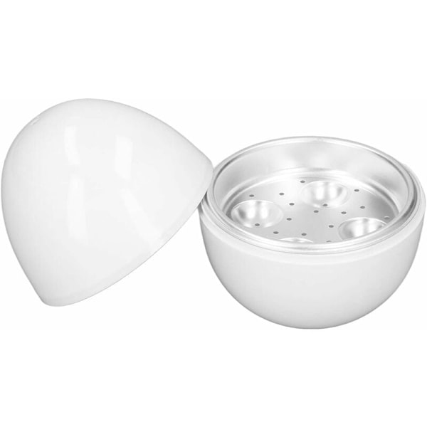Eggekoker med plass til 4 egg, mikrobølgeovn, hardkokte egg, kompakt design, PP-materiale, eggdamper for hjemmebruk