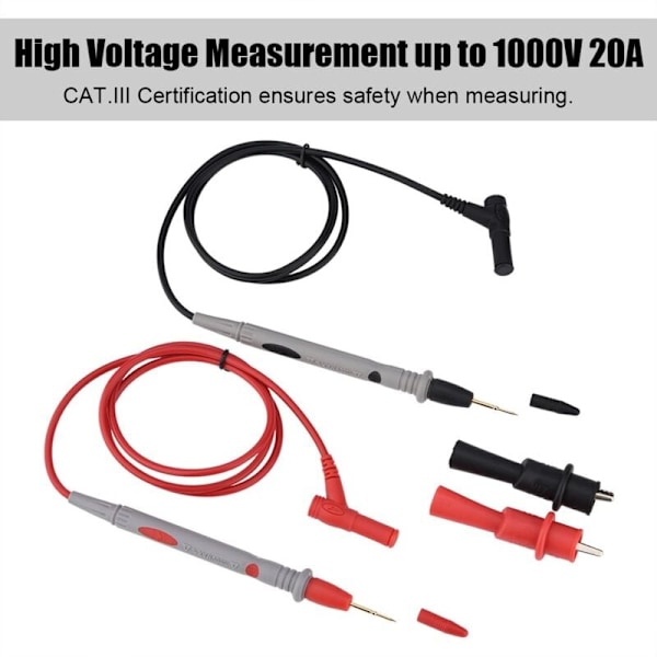1000V 20A Multimeter Test Kit Digital Elektronisk Sond Ledningsset med Krokodilklämmor och Banankontakt för Strömtång