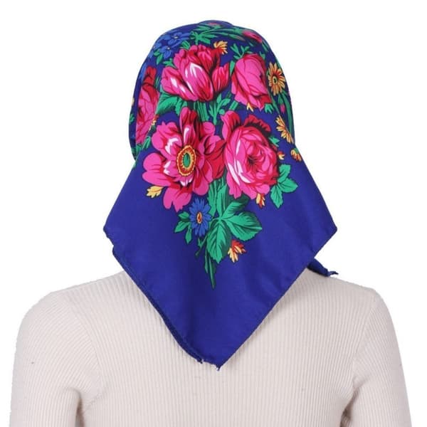 Rose Blomstertrykk Hodeskjerf Twill trykt Skjerf Sjal BLÅ Blå Blue