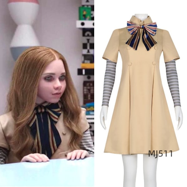 M3GAN/Meghan cosplay-asu, elokuvan sankaritarin mekko, sama tyyli cosplay-asu, naisille ja lapsille, täysi setti Megan suit S