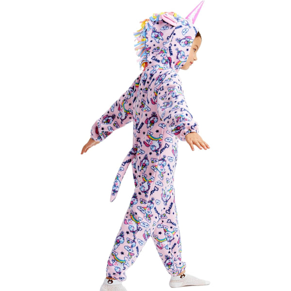 Enhörning Pyjamas för Barn Djursovkläder Toddler Flickor Flanell Romper Full för Halloween Födelsedagsfest Rosa