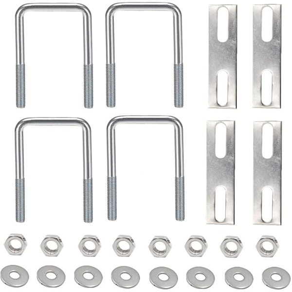 Pieces U-Bultar m6 U-Bult 80 x 50 mm, Rostfri U-Bult med Mutterplattor Bricka, Rörfixeringsklämmor, För Rördiametrar Under 50 mm