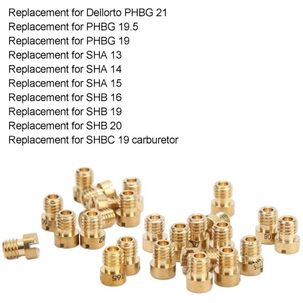 Hoveddyse, 55-115 M5, 25 stk. Karburator Hoveddyse Sæt Erstatning for Dellorto PHBG Karburator, DEBUNS