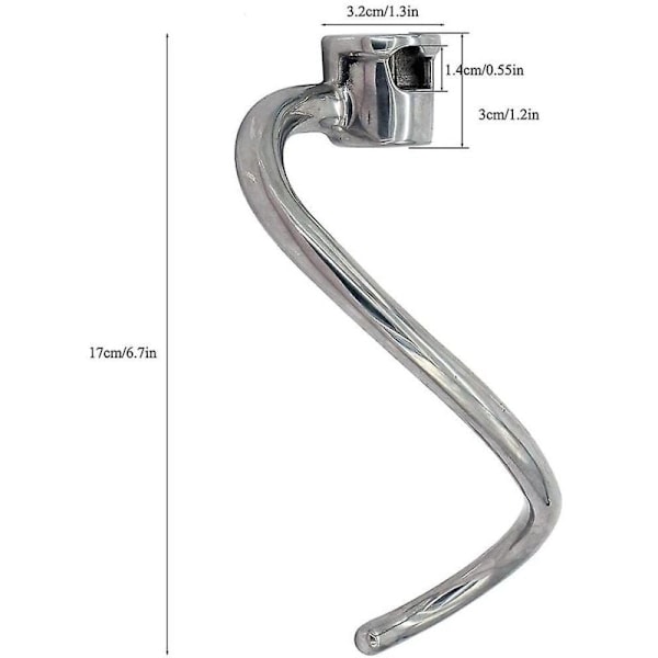 Quart Erstatnings Deigkrok for Kitchenaid KSM7990 KSM7581 Kjøkkenmaskin - Rustfritt Stål, av DEBUNS