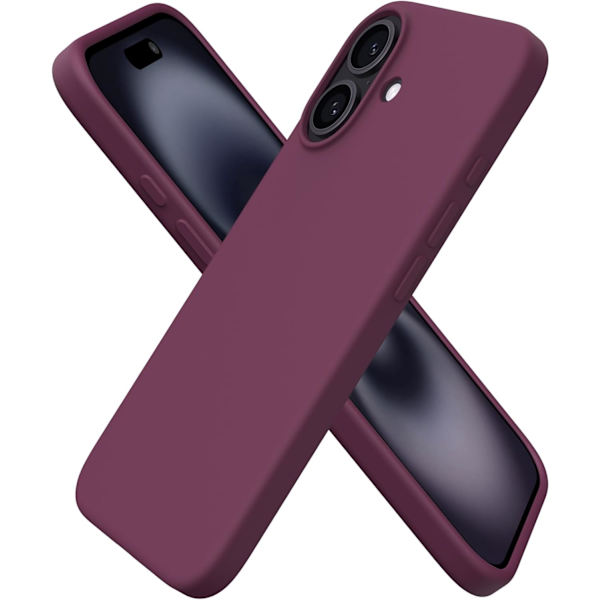 iPhone 16 Case 6.1\", Thin Liquid Silicone 3 Layer Full Coverage Soft Gel Rubber 16 Mobile Phone Case Cover 6.1 inch - Wine Red