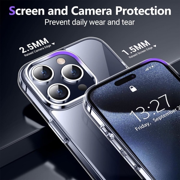 IC Fodral for Apple iPhone 15 Pro (2023), kamerabeskyttelse støtsikker TPU myk silikon mobilskall iPhone 15 Pro Max (klar)