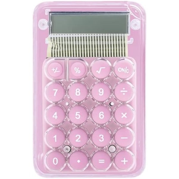 Transparent miniräknare Bärbar studentstandardkalkylator (rosa)