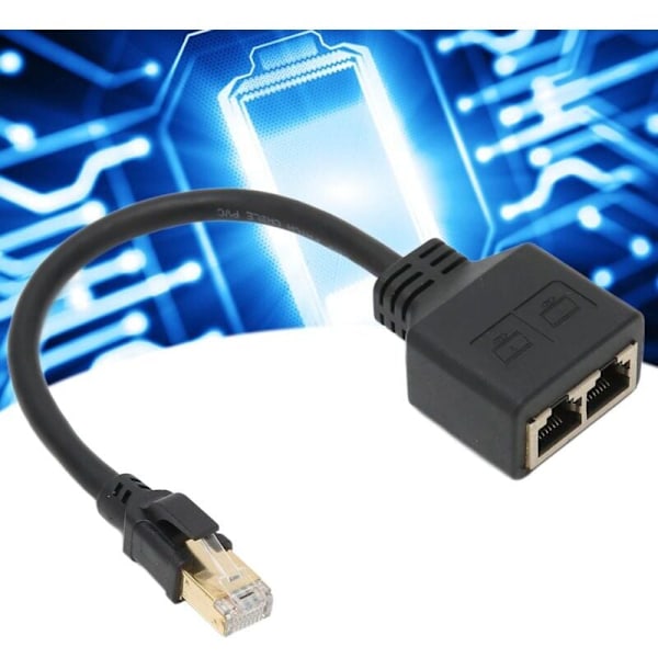 RJ45 Splitter Adapter, 1 til 2 Port RJ45 Nettverk Ethernet Adapter Splitter, CAT8 Nettverkskabel Splitter Adapter for Hjemmekontor, DEBUNS