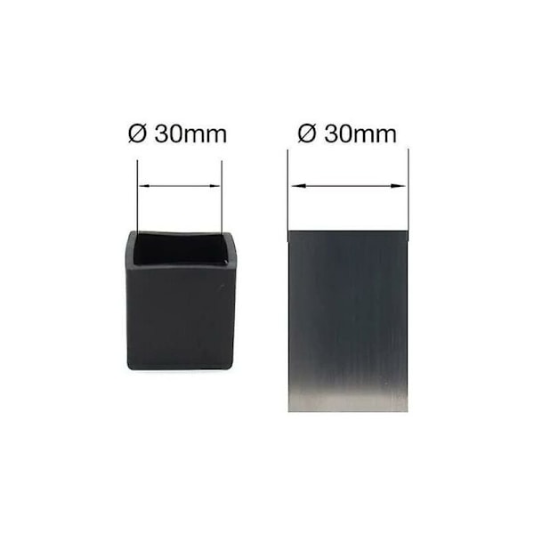 Firkantede gummihætter - 30 mm - Til stole, borde, møbelben