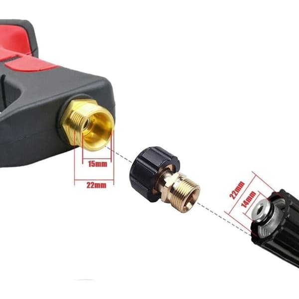 Højtryksrenserforbindelse, M22 x 15 mm hungevind til M22 x 14 mm hangevind Quick Connect højtryksrenseradapterdele