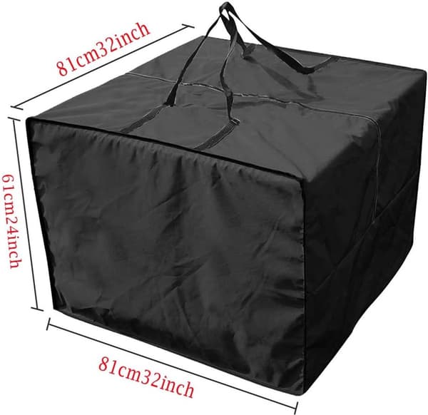 Opbevaringstaske til udendørs hynder, holdbar 210D polyester, vandafvisende, til have og terrasse, grå, 81 x 81 x 61 cm