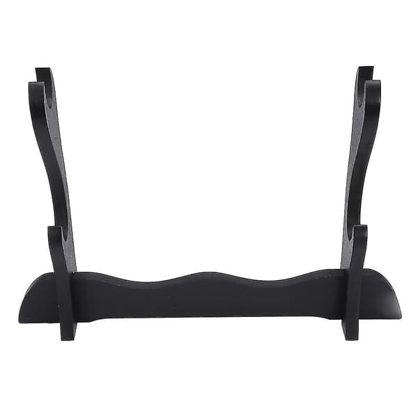 Samurai Sværd Display Stand Træ 2-Lags Holder Stativ til Katana Wakizashi Hjemmekollektion Sort
