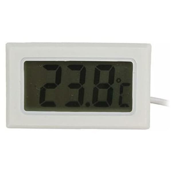 Digital LCD Termometer Temperaturmätare med Extern Sond för Kylskåp Frys Akvarium - Vit.