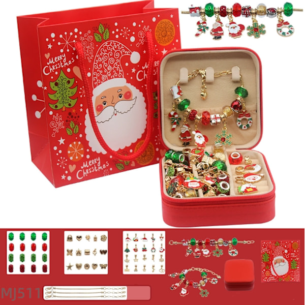 Nytt julbarnens DIY-armband med pärlor, julklappslåda, het försäljning 54pcs