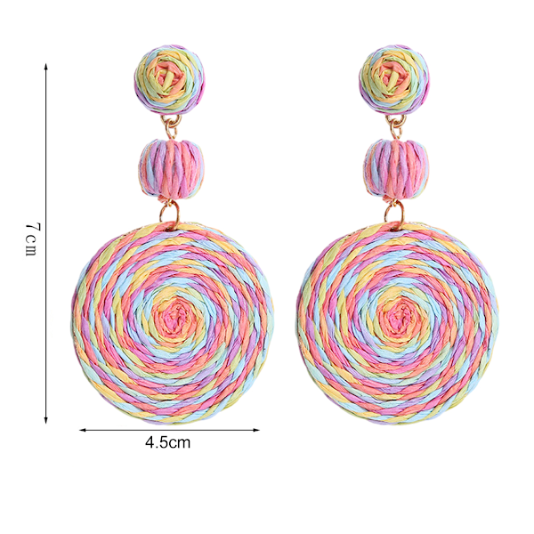 Raffia Ball Øredobber for Kvinner, Statement Raffia Runde Dråpe Øredobber - Sommer Strand Ferie Smykker