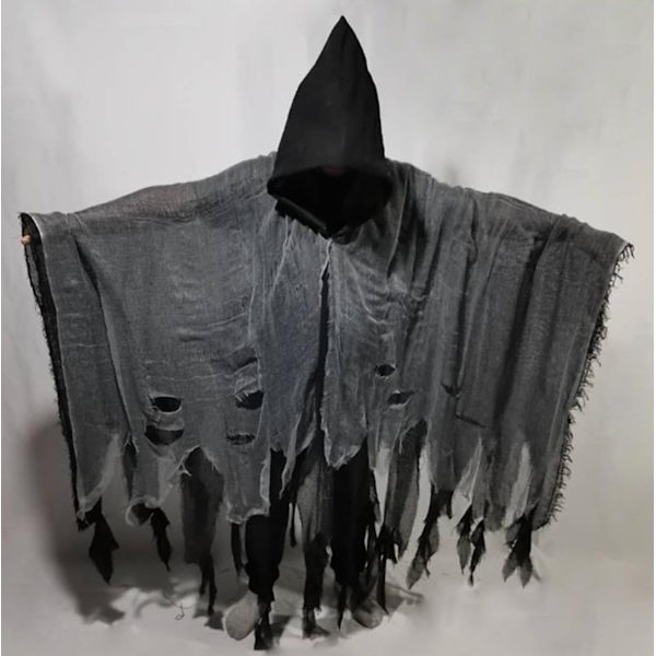 Halloween-viitta aikuisten ja lasten zombipukuun, kalloviitta rekvisiitta kauhuhaamu tie MJ51 One Size grey