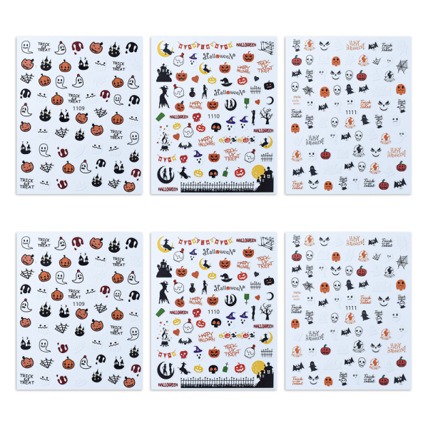 IC Höst Halloween Nagelstickers Dödskalle Nagelstickers 3D Självhäftande Stil 2