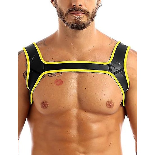 Men's Neoprene Cotumes Adjustable Harness Shoulder Strap Muscles Protector Clubwear