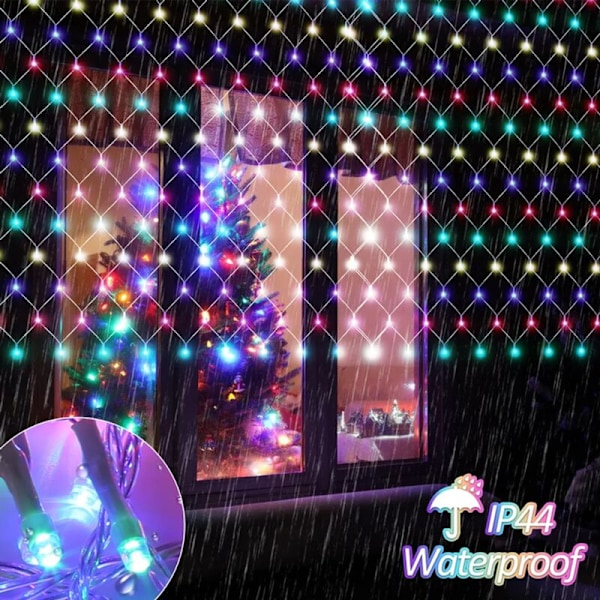 LED-ljusnät med 8 ljuslägen IP44 Vattentät Saint Trädgård Bröllopsfest RGB 3x2M