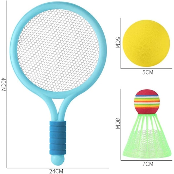 Lasten tennismailasetti, lasten sulkapallosetti, kevyt sulkapallosetti, lasten tennismailat, lapsille sisä- ja ulkoilulajeihin Blue + pink-3 + 3