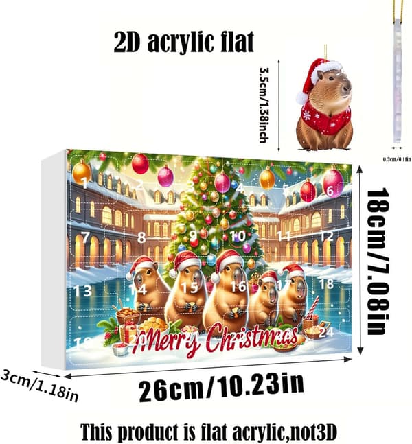 Kapivar Julekalender, Nedtælling til Julen 2025, Akryl Julepynt Style two