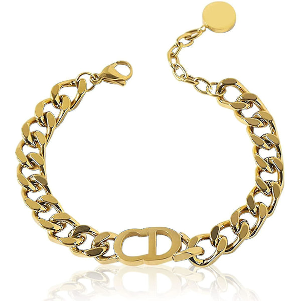 18k forgyldt moderigtigt armbånd i rustfrit stål - bogstav Cd armbånd - punk stil hip