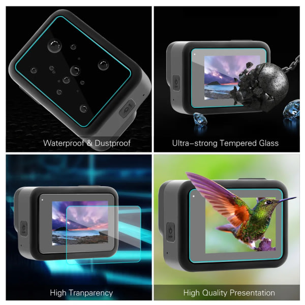 6 st Ultra Clear Skärmskydd i härdat glas kompatibel med GoPro Hero 8 kamera