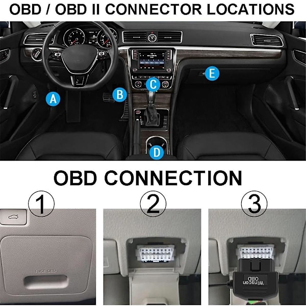 Dash Cam OBD Hardwire Kit, Dash Camera USB Type C Hardwire Kit med OBD Power Cable til Dashcam 12-24V til 5V/3A