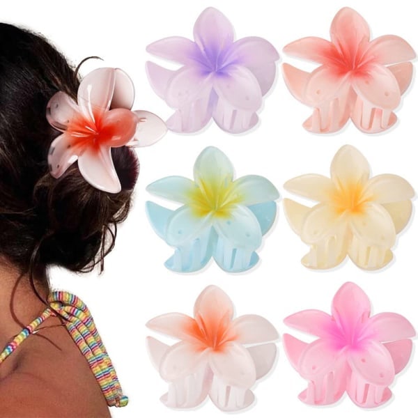 Paket med 6 blommiga, halkfria hårklämmor