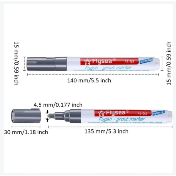 IC Kakelfugpenn Wall Grout Restorer Pen Repair Marker Grout Filler Pen for veggfliserestaurering Baderomsgulv (mørkegrå)
