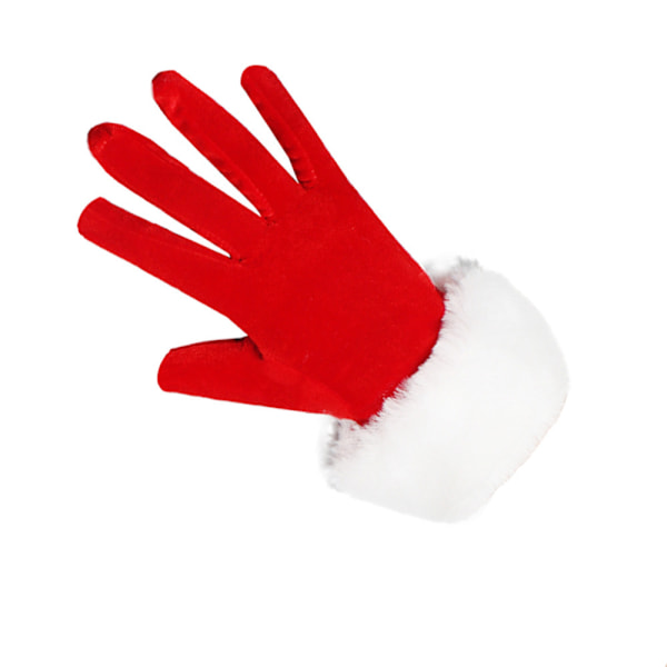 Julaftonsparty etikett prestanda handskar korta guld sammet vit ull kappa varma handskar MJ51 red One Size