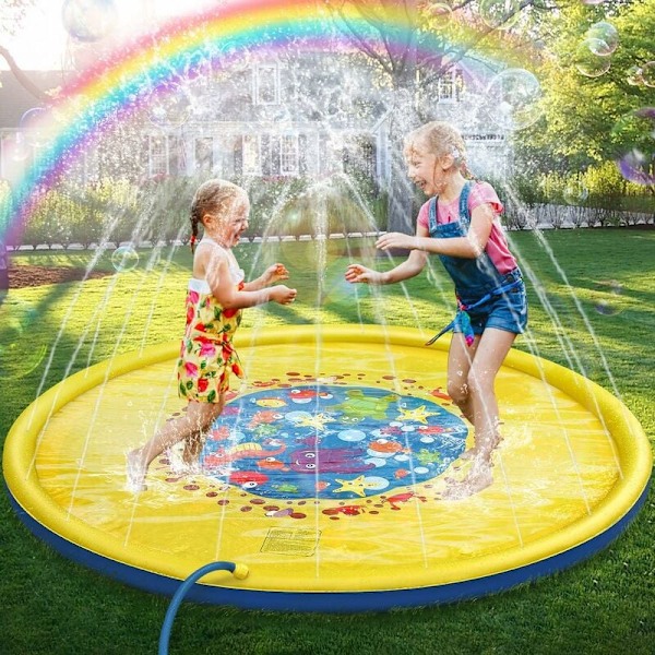 170 cm Vand Spray Måtte til Børn, Holdbar PVC Vandplaske Spray Måtte til Pool, Plaske Sprinkle Lege Måtte - Sommer Børns Must-Have Legetøj