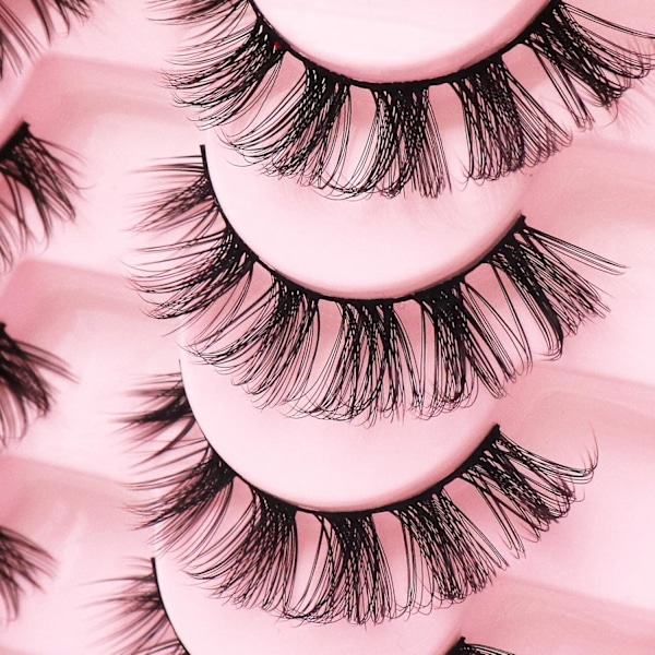 Russiske Strip Lashes DD Curl Falske Øyenvipper Fluffy Wispy Faux Mink Lashes 10 Par Pakke (D09)