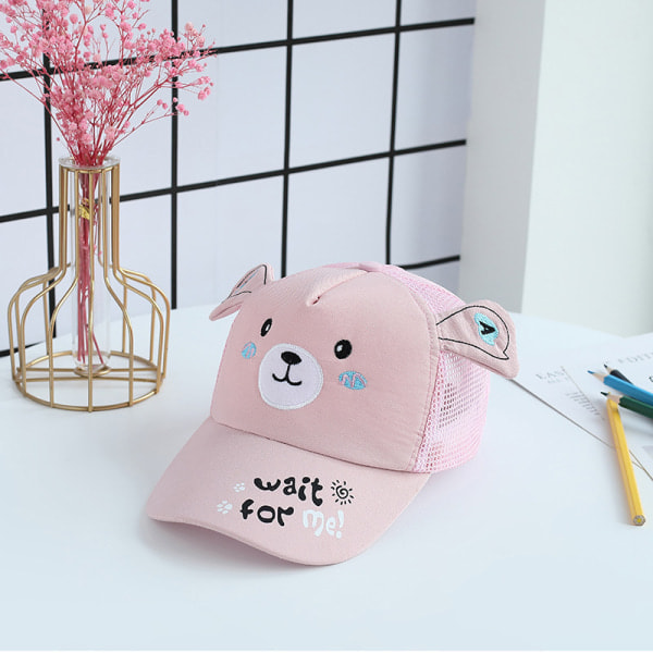 IC Sommar Nytt e Tecknad Katt Öra Flickor Mesh Keps Justerbar Tunn Bas Rosa 48CM Justerbar