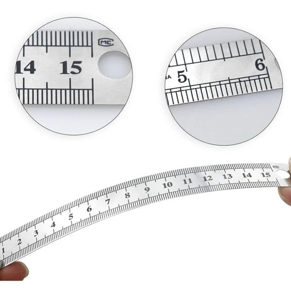 3 stk. lineal 15 cm 20 cm 30 cm linealværktøj til studerende og kontor (rustfri stållineal), sølv