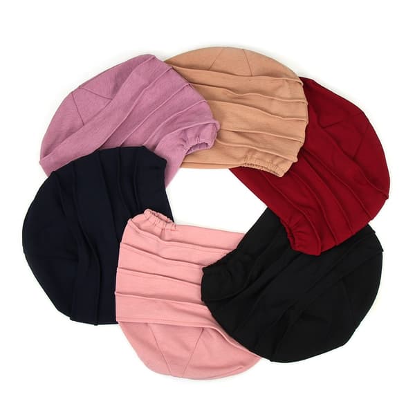 Elastisk turbanlue for kvinner, myk bomullshette muslimsk hijab hodeplagg chemo-hatt dark red