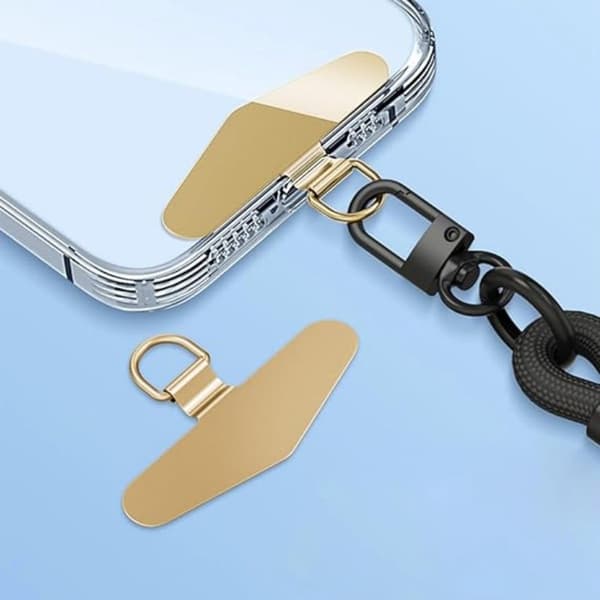 Telefon-snorlapper, 4-pak rustfri stål D-ring-flige, slankt opladningsporttilbehør til fulddækkende etuier, 4,5 x 1,4 cm