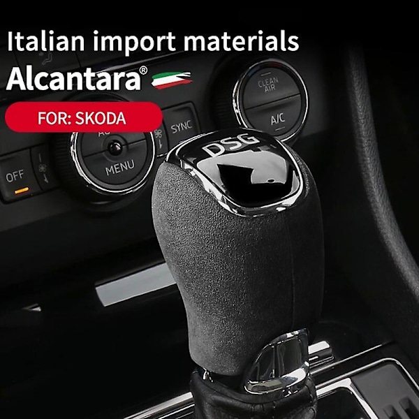 Topp italiensk Alcantara växelspaksknoppsskydd för Skoda Superb Octavia Rapid Kamiq växelspaksskydd