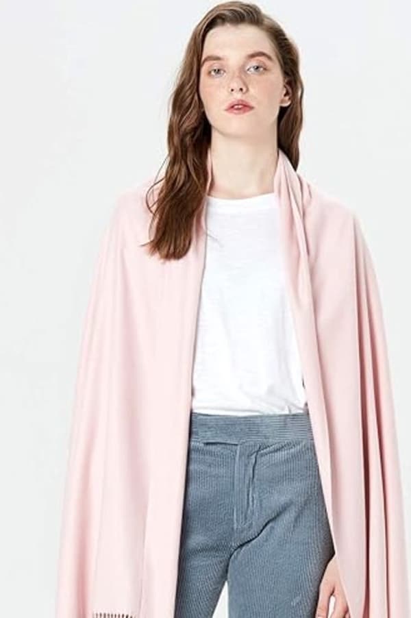 Dame Oversized Varm Blød Tørklæde Sjal Wrap Til Efterår Vinter Rejser Kontor Bryllupper, 200 X 70 Cm, Lotusrod Pink
