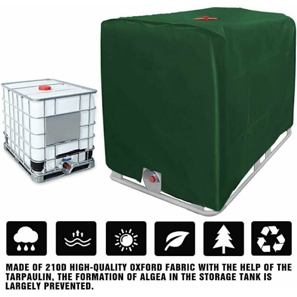 IBC Tankskydd Presenning för 1000L IBC Behållare, GU.B/bon 116 x 100 x 120 cm Vattentankskydd Anti-UV Anti-Regn (Grön)..DEBUNS