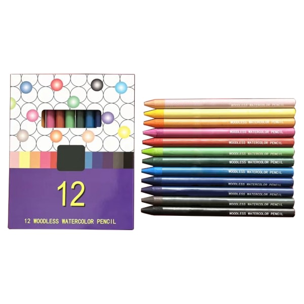 12 färger höggraderade färgpennor Akvarellpennor Julklapp till barn Student Ritning Julkort gör
