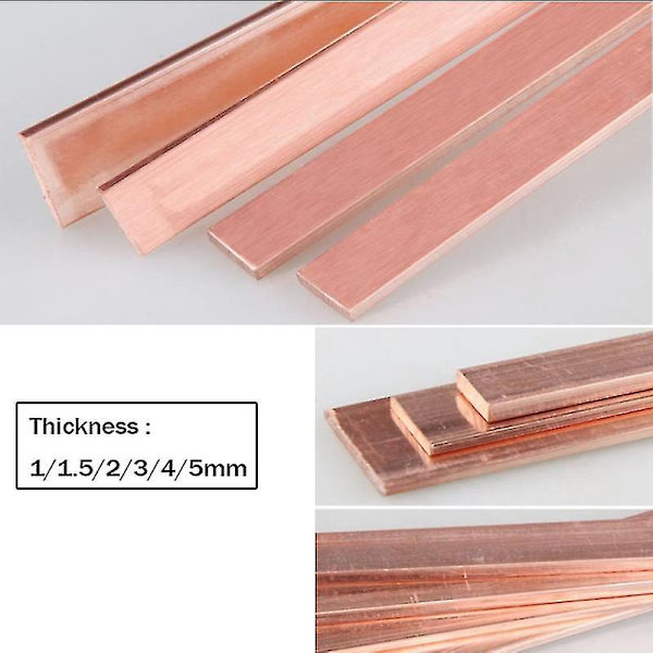 1 kpl T2 Metalli Tanko Punainen Kupari Litteä Tanko Nauha 99.95% Puhdas Kuparilevy Paksuus 1/1.5/2/3/4/5mm*15mm*250mm