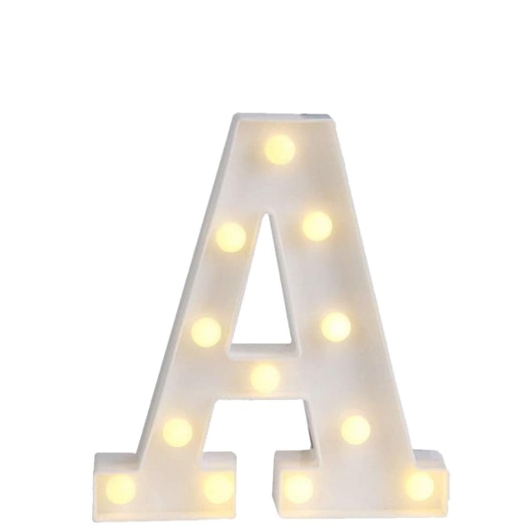 Bokstavslampa tecken, upplyst alfabet för husfest bröllopsdekoration (A)