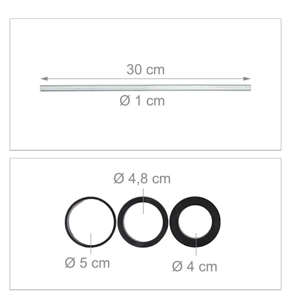 Jordanker til parasol, jordspyd til indskruning, adapter 40-52 mm, plast, parasolbor, sort