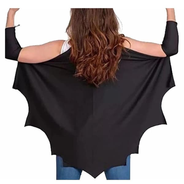 Halloween-dräkt för barn, svart fladdermusvinge-kappa med patch 130