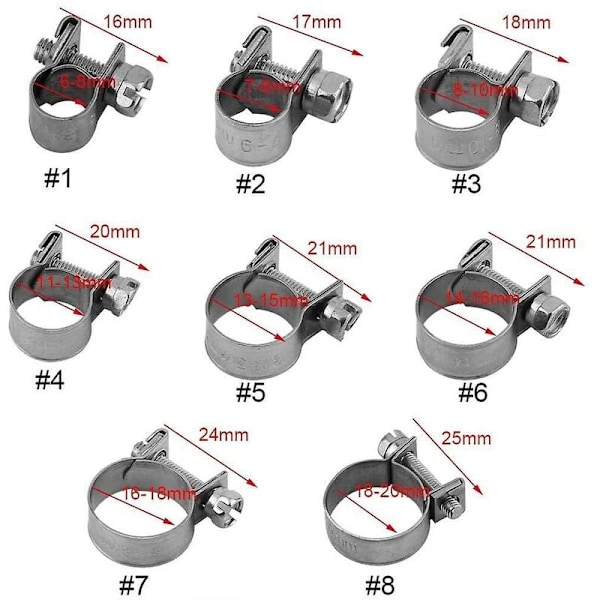 10kpl Raskaan sarjan ruostumattomasta teräksestä valmistettuja polttoaineletkuliittimiä 6mm-20mm Valinnainen koko putkitöihin (13-15mm)