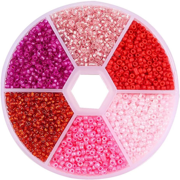 Blandade färgade glaspärlor - Mini Rocailles pärlset för DIY-hantverk PINK