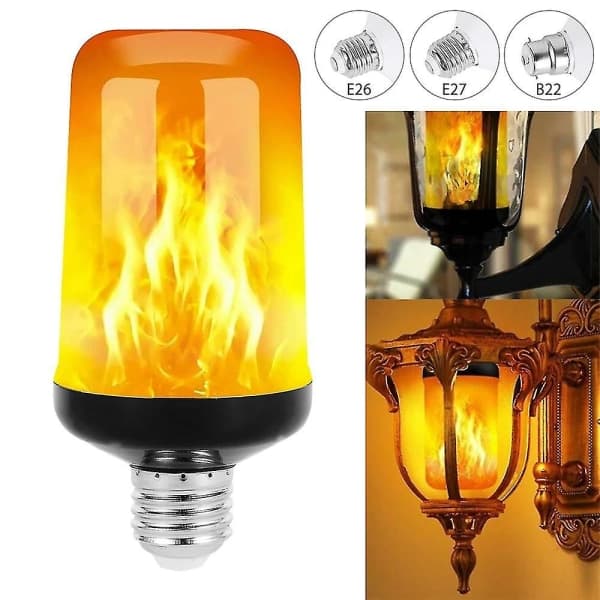 2-pack LED-flameffektlampor 5W simulerat flimrande ljus för Halloween hem bar trädgårdsdekor E27 gul